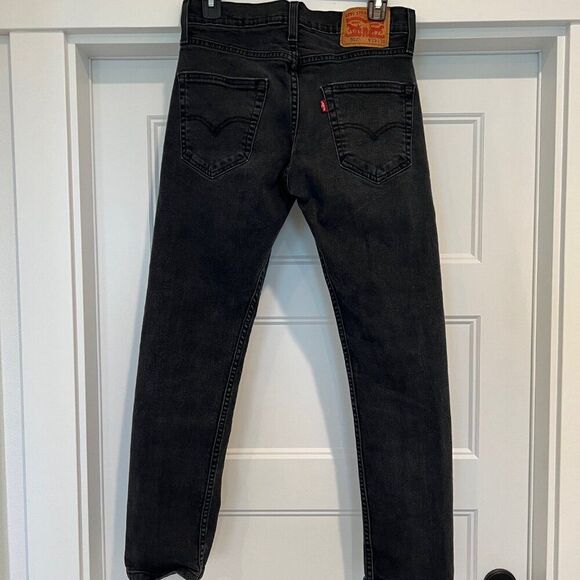 Levi's Jeans Men 29x28 Black Cotton Stretch Denim Classic 502 Taper Jeans - Picture 3 of 6